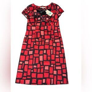 NWT BODEN Red & Black geometric design Embellished cap sleeve mini dress Dress